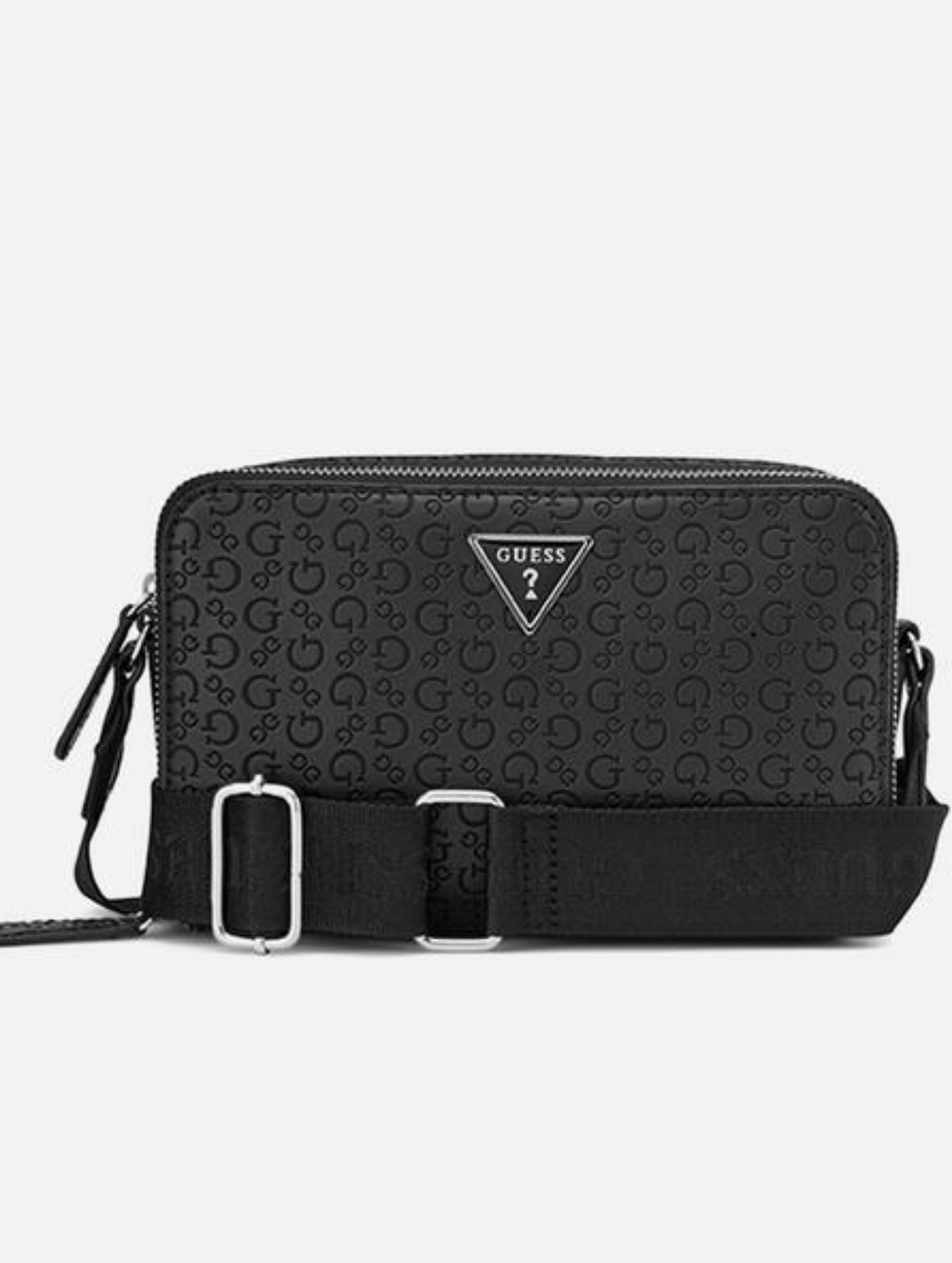 GUESS Black Monogram Crossbody Belt Bag for Men